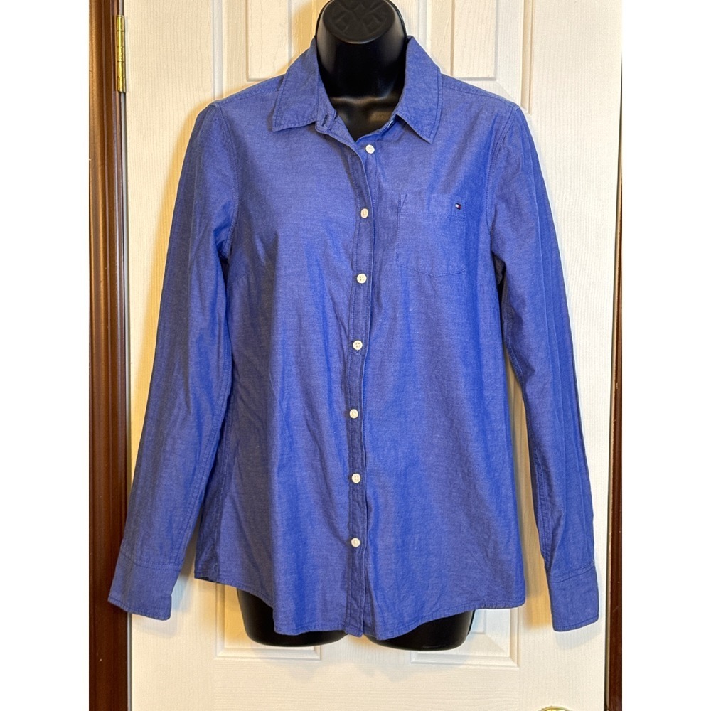 Tommy Hilfiger Button-Up Shirt Long‎ Sleeve Casual Top Blue Women's M